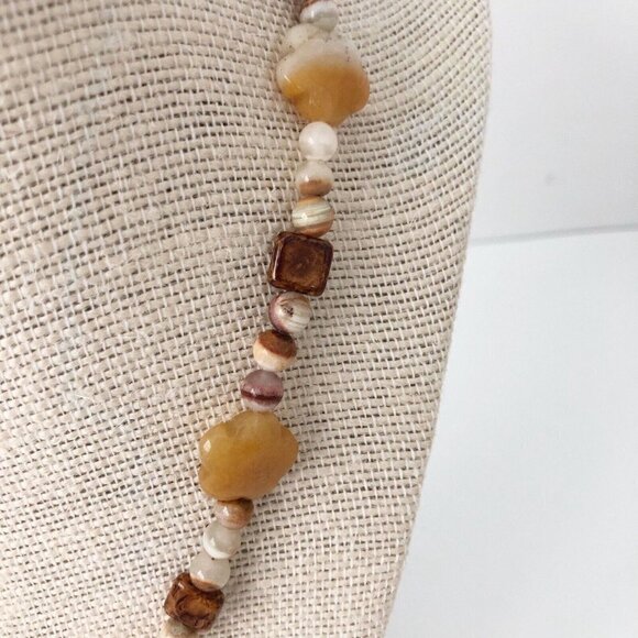 NWT Genuine Zebra Jasper, Citrine, Agate, Lampwork Glass Necklace Beaded Orange - Picture 3 of 6